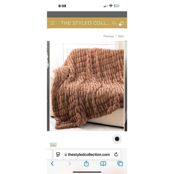 The Styled Collection Stately+Lavish Brown Ruched Fur Blanket - SOLD OUT - Picture 2 of 5